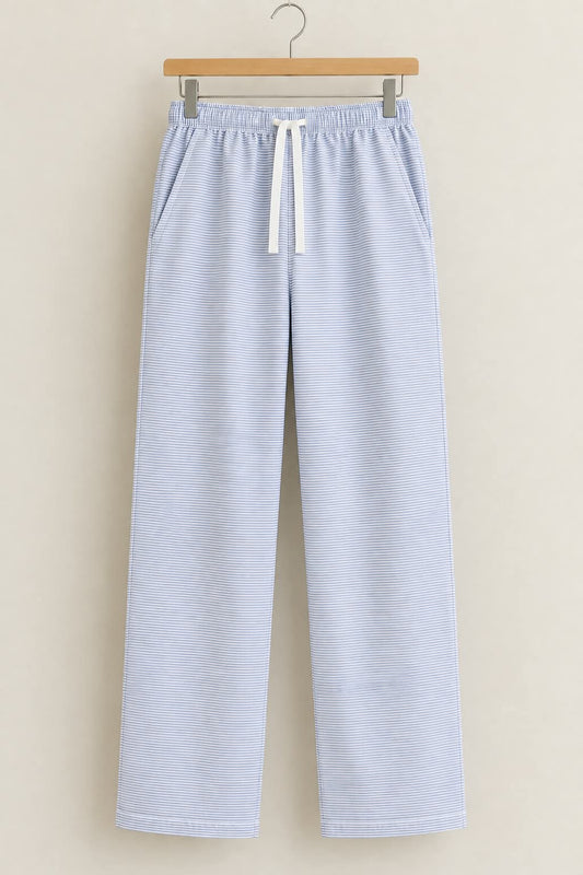 Menβs Light Blue Micro Stripe Straight-Leg Trousers