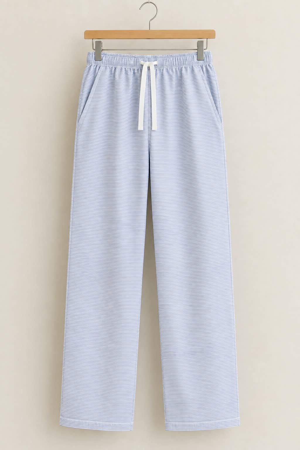 Men’s Light Blue Micro Stripe Straight-Leg Trousers