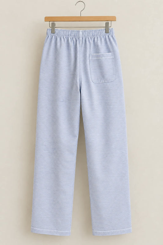 Men’s Light Blue Micro Stripe Straight-Leg Trousers